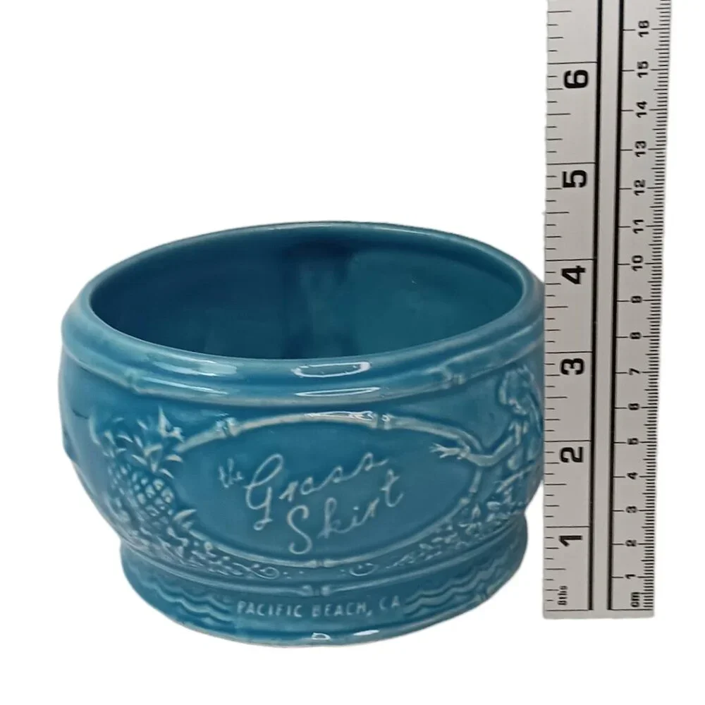 Tiki Farm Grass Skirt Blue Punch Bowl Pacific Beach CA 5
